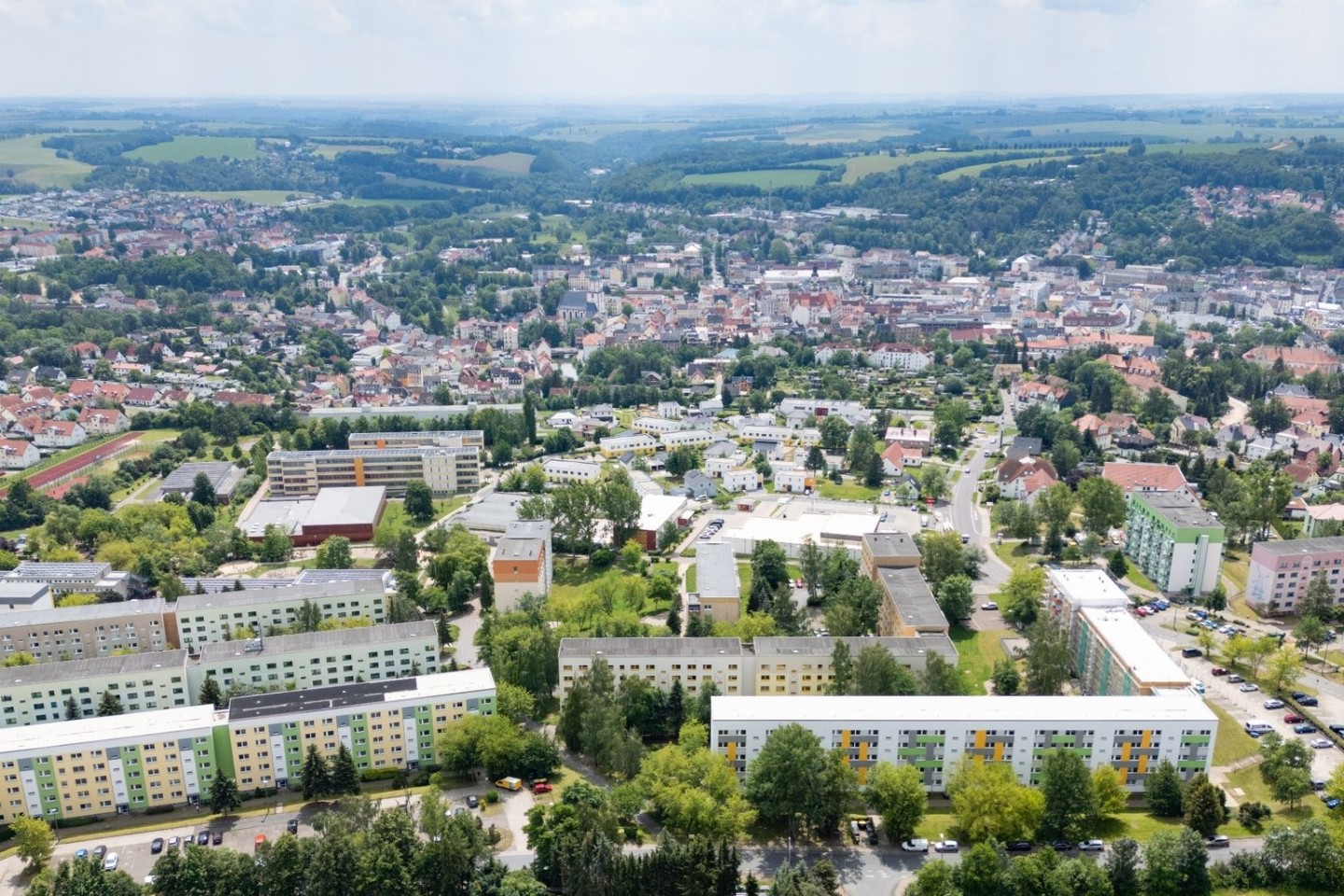 Blick auf die Große Kreisstadt im sächsischen Landkreis Mittelsachsen.